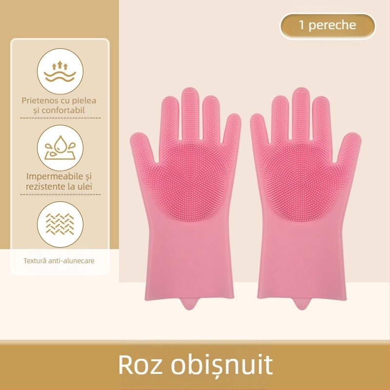 Mănuși de baie din silicon pentru animale de companie, mănuși de spălat vase anti-mușcături, mănuși de curățenie pentru bucătărie, impermeabile, din catifea extinsă, pentru femei