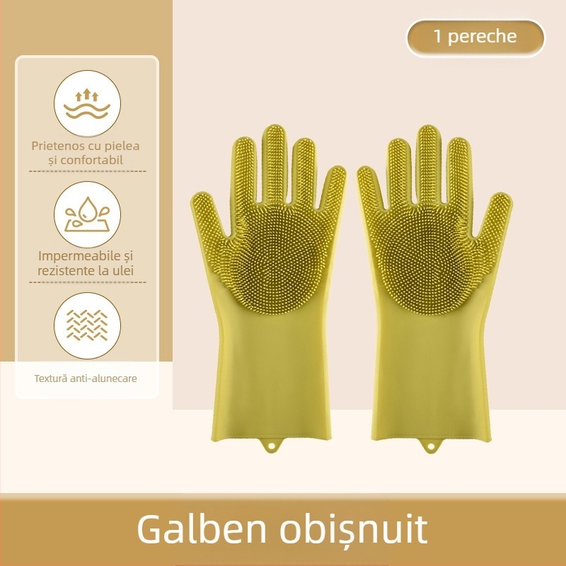 Mănuși de baie din silicon pentru animale de companie, mănuși de spălat vase anti-mușcături, mănuși de curățenie pentru bucătărie, impermeabile, din catifea extinsă, pentru femei