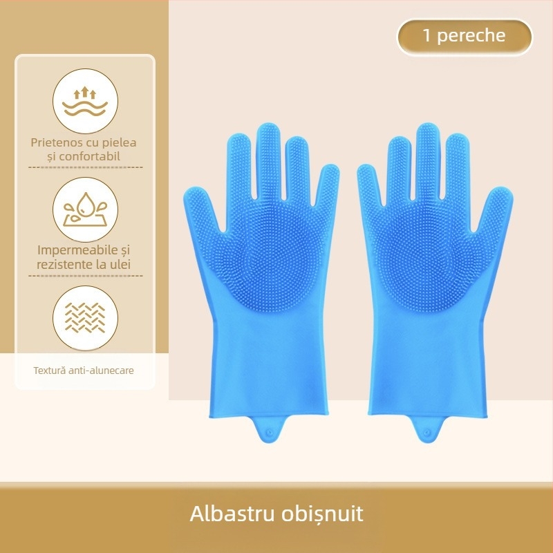 Mănuși de baie din silicon pentru animale de companie, mănuși de spălat vase anti-mușcături, mănuși de curățenie pentru bucătărie, impermeabile, din catifea extinsă, pentru femei