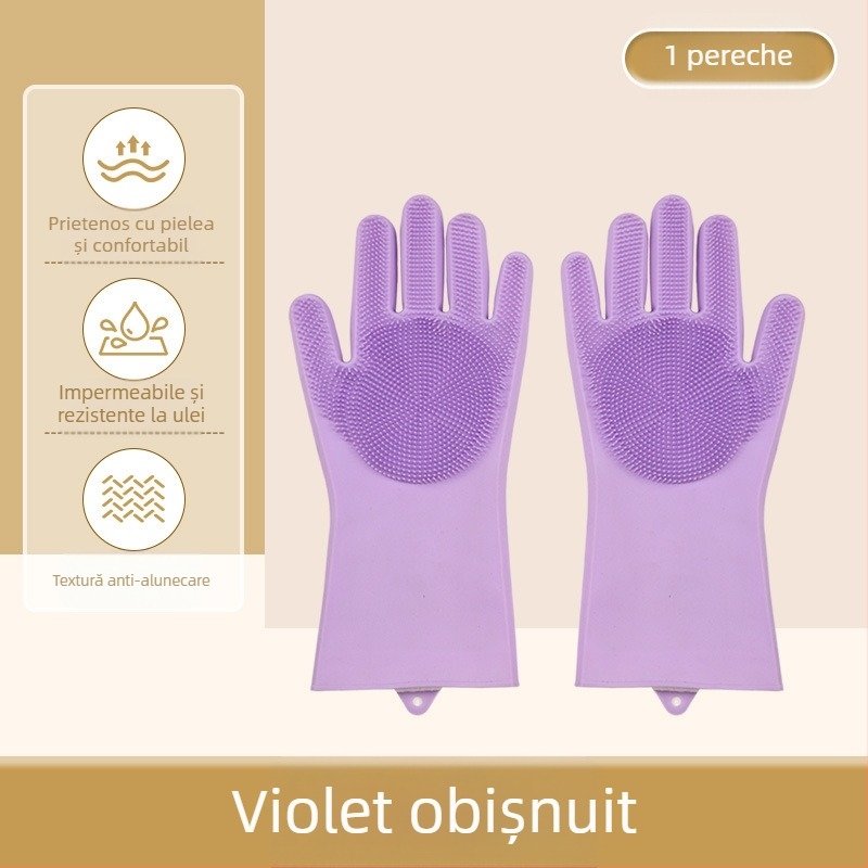 Mănuși de baie din silicon pentru animale de companie, mănuși de spălat vase anti-mușcături, mănuși de curățenie pentru bucătărie, impermeabile, din catifea extinsă, pentru femei