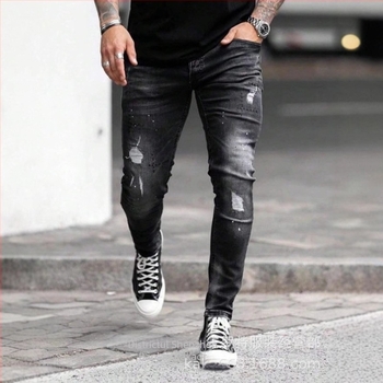 Shein comerț exterior transfrontalier Europa și Statele Unite blugi noi pentru bărbați, casual, slim fit, pantaloni rupți pentru bărbați, en-gros