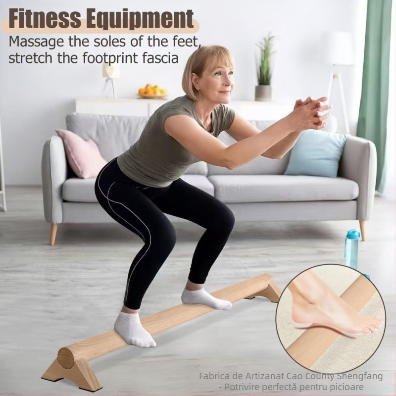 Antrenor de echilibru pentru gimnastică transfrontalier din lemn, grindă de echilibru senzorială, suport de antrenament pentru echilibrul gleznei