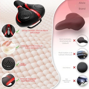 Pernă pentru scaun de bicicletă, absorbție de șocuri, confortabilă, lărgită și îngroșată, pernă pentru scaun de bicicletă de munte, accesorii pentru perne pentru scaun de bicicletă