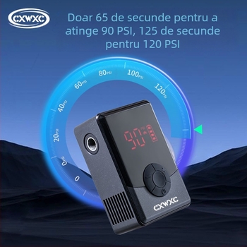 Pompă de aer electrică Cxwxc pentru biciclete de munte, pompă de umflare cu afișaj digital portabil de înaltă presiune