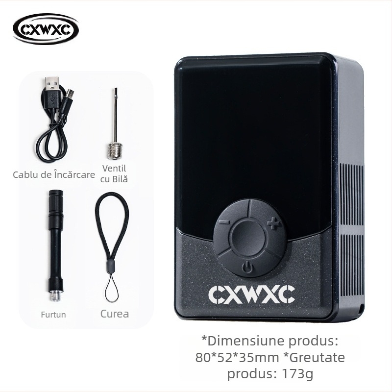 Pompă de aer electrică Cxwxc pentru biciclete de munte, pompă de umflare cu afișaj digital portabil de înaltă presiune