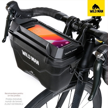 Geantă față auto WILD MAN, geantă bicicletă, geantă EVA cu carcasă rigidă pentru telefon mobil, geantă față pentru skateboard electric, geantă bicicletă pliabilă