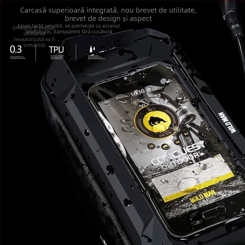 Geantă față auto WILD MAN, geantă bicicletă, geantă EVA cu carcasă rigidă pentru telefon mobil, geantă față pentru skateboard electric, geantă bicicletă pliabilă