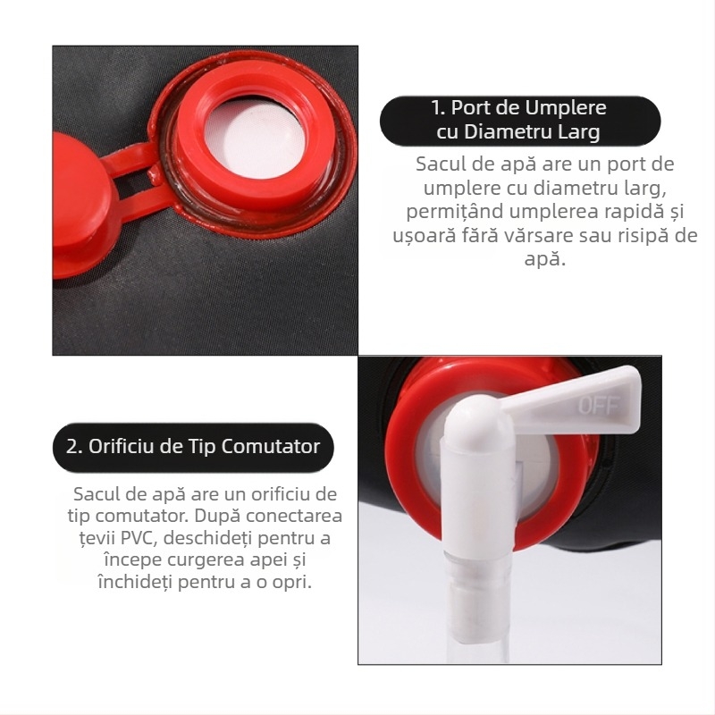 Geantă de baie termică solară pliabilă pentru exterior, portabilă, 20L, geantă de duș din PVC pentru camping, geantă neagră pentru depozitarea apei de baie