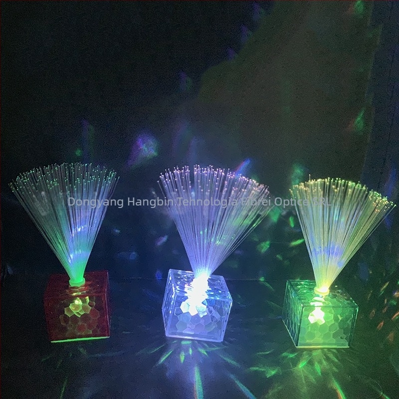 Lumină de noapte cu fibră optică pătrată înstelată LED, bliț, colorat, dormitor, atmosferă romantică, cer înstelat de cristal