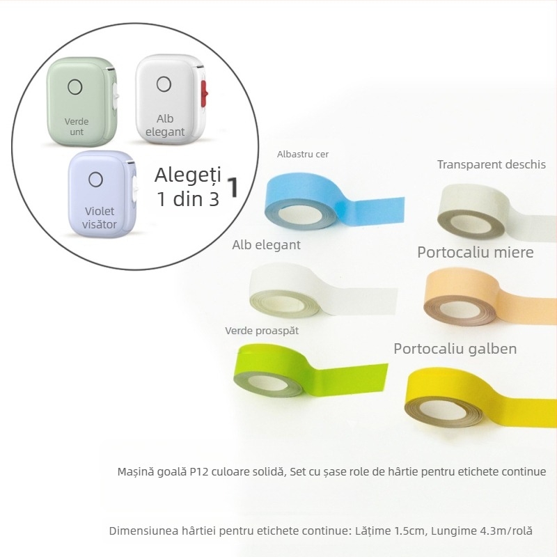 Imprimantă de etichete pentru acasă P12, mașină de etichetat termic cu hârtie continuă, autoadezivă, imprimantă mini portabilă portabilă
