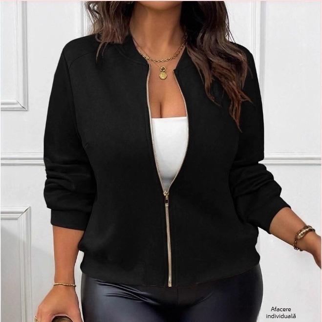 Jachetă de piele întoarsă de mărime mare, pentru comerț exterior transfrontalier, pentru Europa și America, 2025, iarnă, jachetă de baseball cu fermoar pentru femei, Amazon, site independent