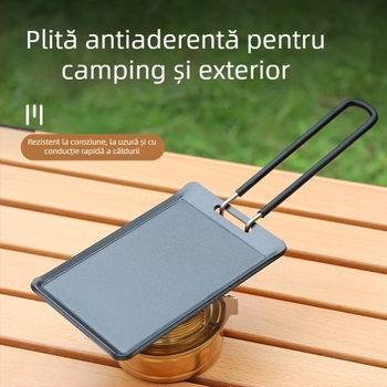 Placă de grătar antiaderentă dreptunghiulară în stil coreean, ultra-mică, pentru teppanyaki, tigaie portabilă pentru friptură de camping