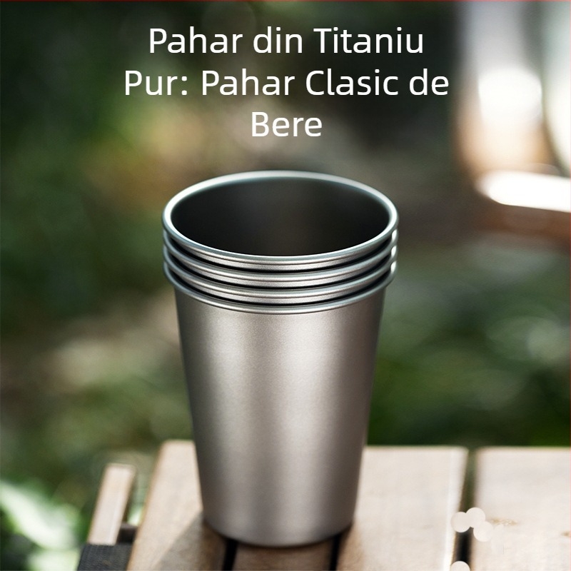 Cupă de bere din titan pur, cană de suc pentru camping în aer liber, cu un singur strat, cană practică, din aliaj de titan, anti-cădere, cană de băuturi reci, cană de titan