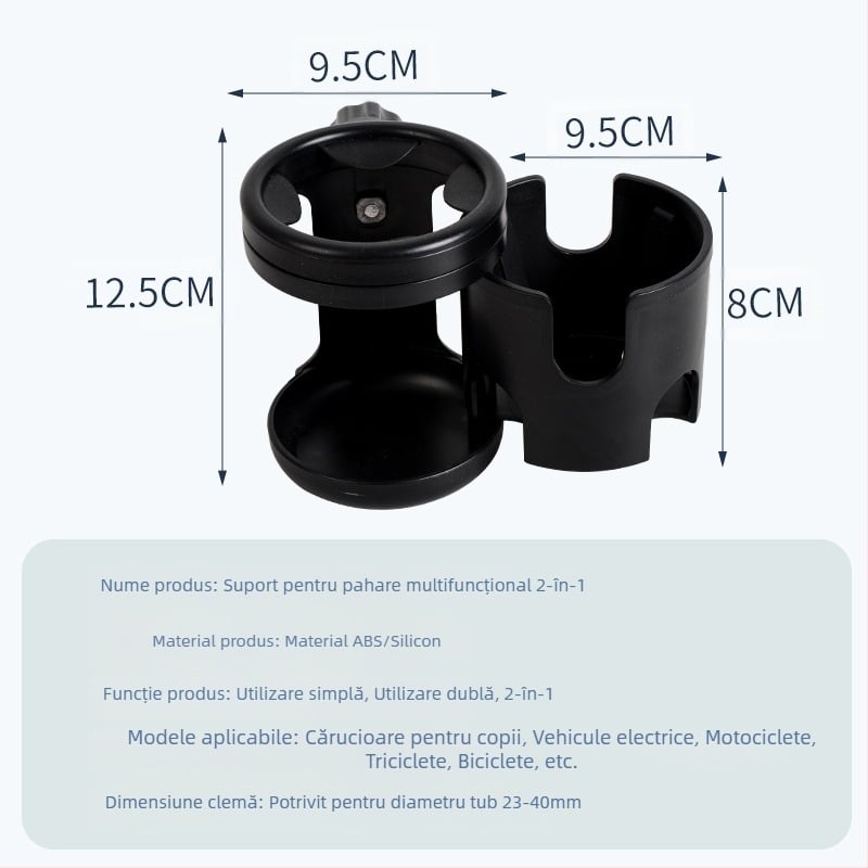 Suport rotativ pentru pahare Amazon pentru cărucior pentru copii, două în unul, pentru scaun de siguranță, pentru mașina electrică, sticlă de apă, suport dublu pentru pahare și sticlă