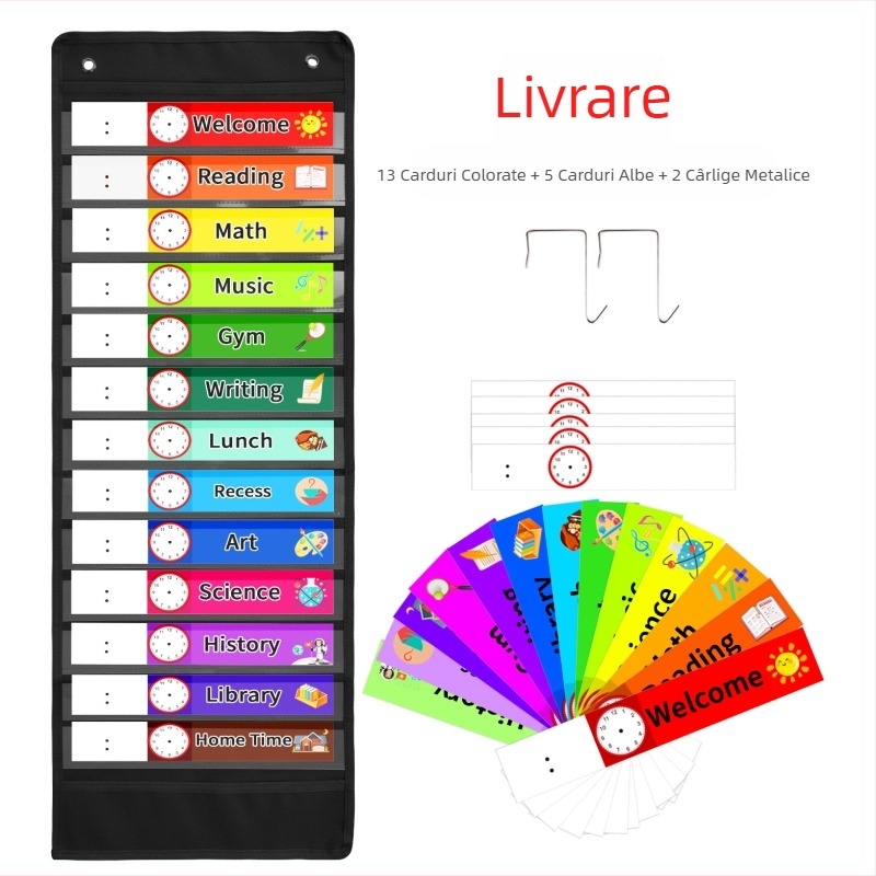 Calendar de vânzare fierbinte Amazon, vreme, an calendaristic, gestionare a timpului, centru de educație timpurie, geantă de agățat pentru carduri