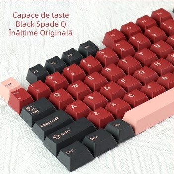 Capac cheie Cloud Lake Spades Q Macaron, set complet mic, cu 126 de taste, injecție bicoloră, rezistent la uzură și durabil