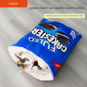 Sac de dormit pentru pisici transfrontalier, hârtie sonoră, căptușit cu fleece, cald, cuib pentru pisici, sac de dormit pentru pisici, cuib moale pentru pisici, toamnă și iarnă