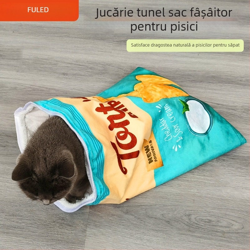 Sac de dormit pentru pisici transfrontalier, hârtie sonoră, căptușit cu fleece, cald, cuib pentru pisici, sac de dormit pentru pisici, cuib moale pentru pisici, toamnă și iarnă