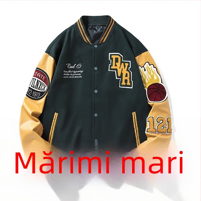 Jachetă de baseball europeană și americană de mărime mare pentru bărbați, marcă la modă de primăvară și toamnă, îmbrăcăminte versatilă lejeră, jachetă casual cool de la Ins
