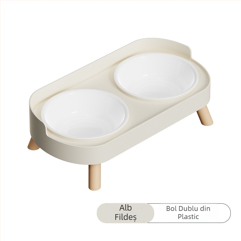 Bol pentru pisici, bol dublu din ceramică, bol pentru câini, bol din oțel inoxidabil, bazin pentru hrană pentru pisici, protecție pentru coloana cervicală, anti-răsturnare, anti-stropire, bol pentru hrană pentru pisici și câini, bol cu apă