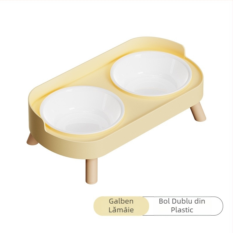 Bol pentru pisici, bol dublu din ceramică, bol pentru câini, bol din oțel inoxidabil, bazin pentru hrană pentru pisici, protecție pentru coloana cervicală, anti-răsturnare, anti-stropire, bol pentru hrană pentru pisici și câini, bol cu apă