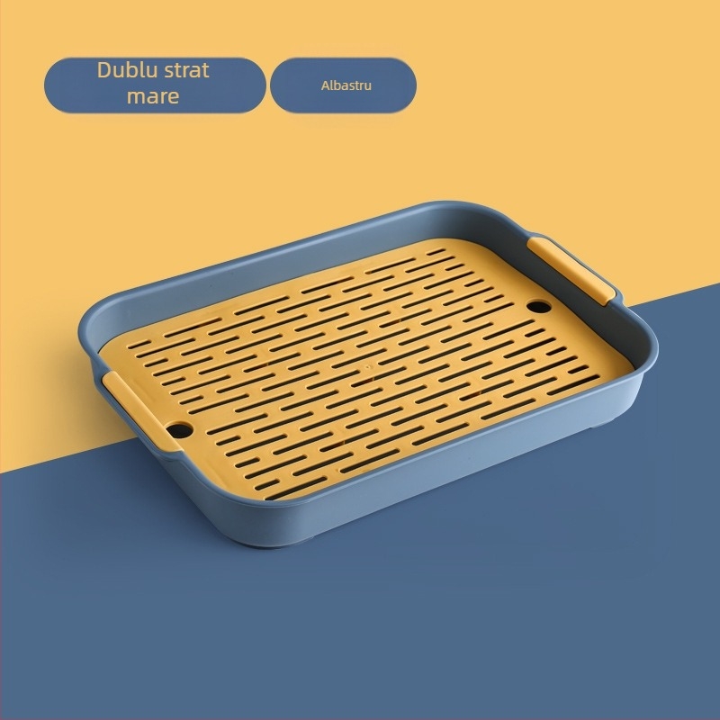 Tavă de scurgere pentru ceașcă de apă, tavă dublă pentru living, tavă dreptunghiulară pentru ceai, tavă pentru fructe, farfurie creativă din plastic