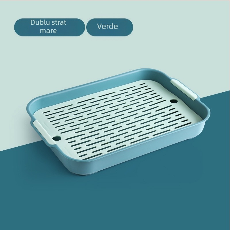 Tavă de scurgere pentru ceașcă de apă, tavă dublă pentru living, tavă dreptunghiulară pentru ceai, tavă pentru fructe, farfurie creativă din plastic