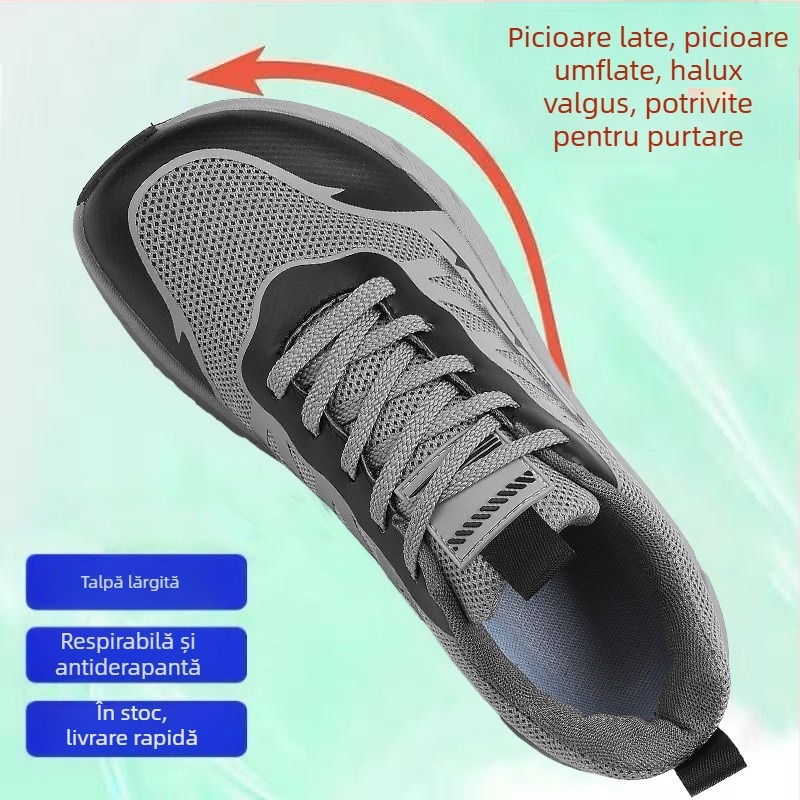 Pantofi de alergare de vară pentru bărbați, pantofi cu vârf mare, pantofi sport cu picior lat, pantofi cu vârf lat și gros, spate înalt, pantofi cu vârf gros și lat