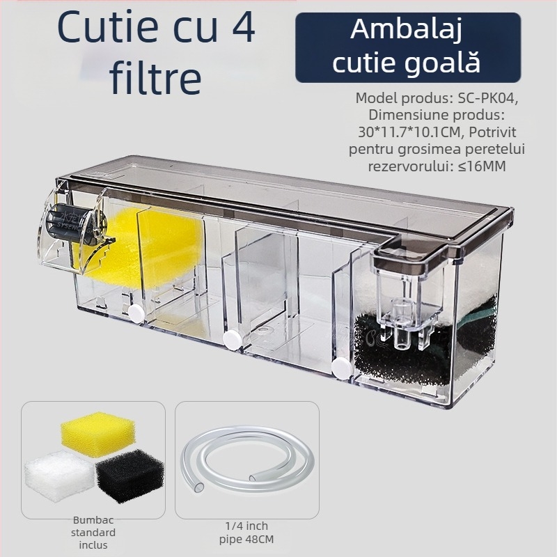 Filtru pentru acvariu, ciclu de purificare a apei, pompă submersibilă trei-în-unu, cutie de filtru pentru rezervor de broască țestoasă, producție de oxigen, cutie de picurare integrată