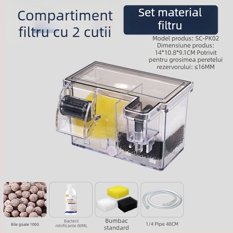 Filtru pentru acvariu, ciclu de purificare a apei, pompă submersibilă trei-în-unu, cutie de filtru pentru rezervor de broască țestoasă, producție de oxigen, cutie de picurare integrată