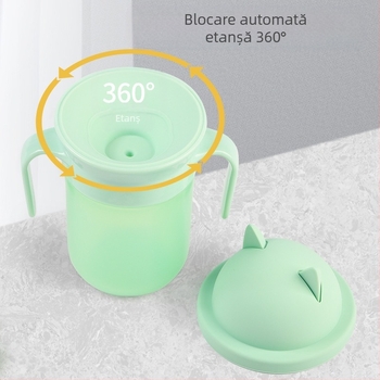 Cană de băut pentru bebeluși la 360 ° grade, cană de băut pentru copii, cană de băut pentru bebeluși anti-sufocare cu mâner, cană de băut
