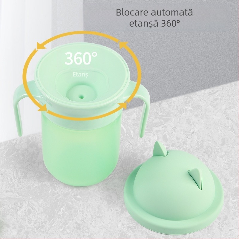 Cană de băut pentru bebeluși la 360 ° grade, cană de băut pentru copii, cană de băut pentru bebeluși anti-sufocare cu mâner, cană de băut