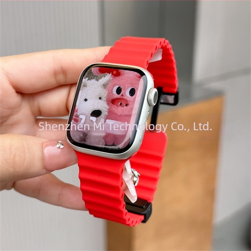 Curea magnetică din silicon S10 pentru Apple iwatch ultra98765432 Generation 49mm, cataramă pliabilă Marine