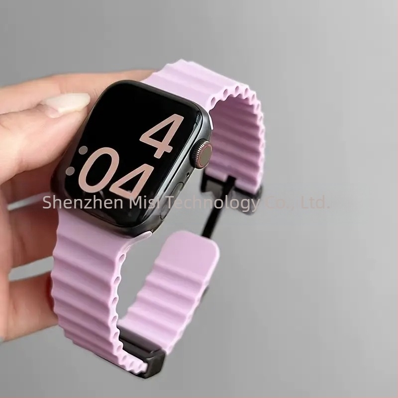 Curea magnetică din silicon S10 pentru Apple iwatch ultra98765432 Generation 49mm, cataramă pliabilă Marine