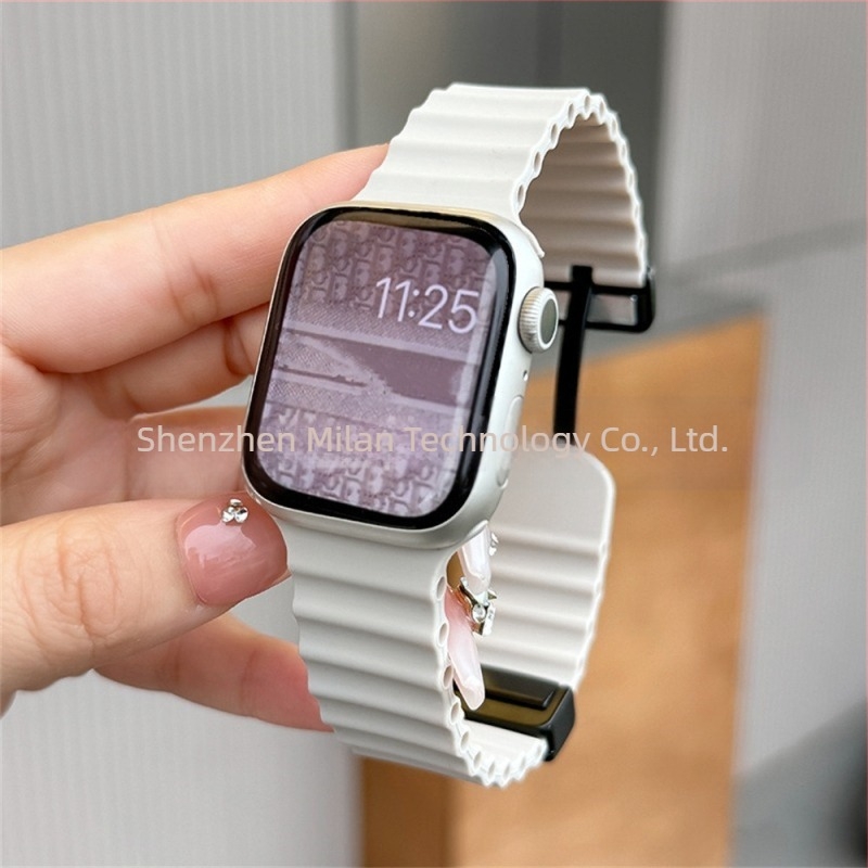 Curea magnetică din silicon S10 pentru Apple iwatch ultra98765432 Generation 49mm, cataramă pliabilă Marine