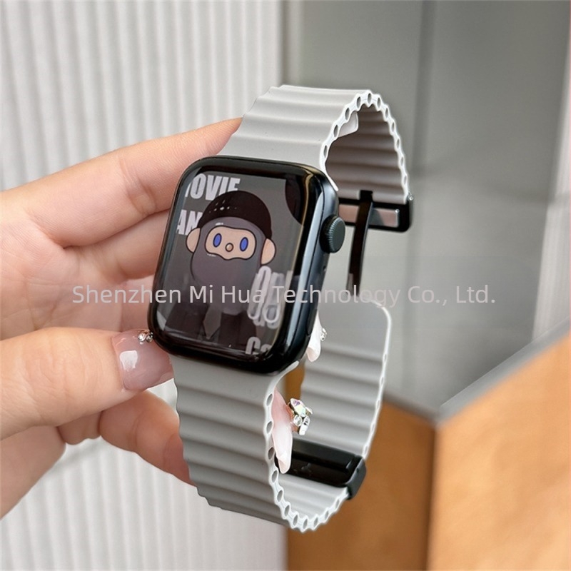 Curea magnetică din silicon S10 pentru Apple iwatch ultra98765432 Generation 49mm, cataramă pliabilă Marine