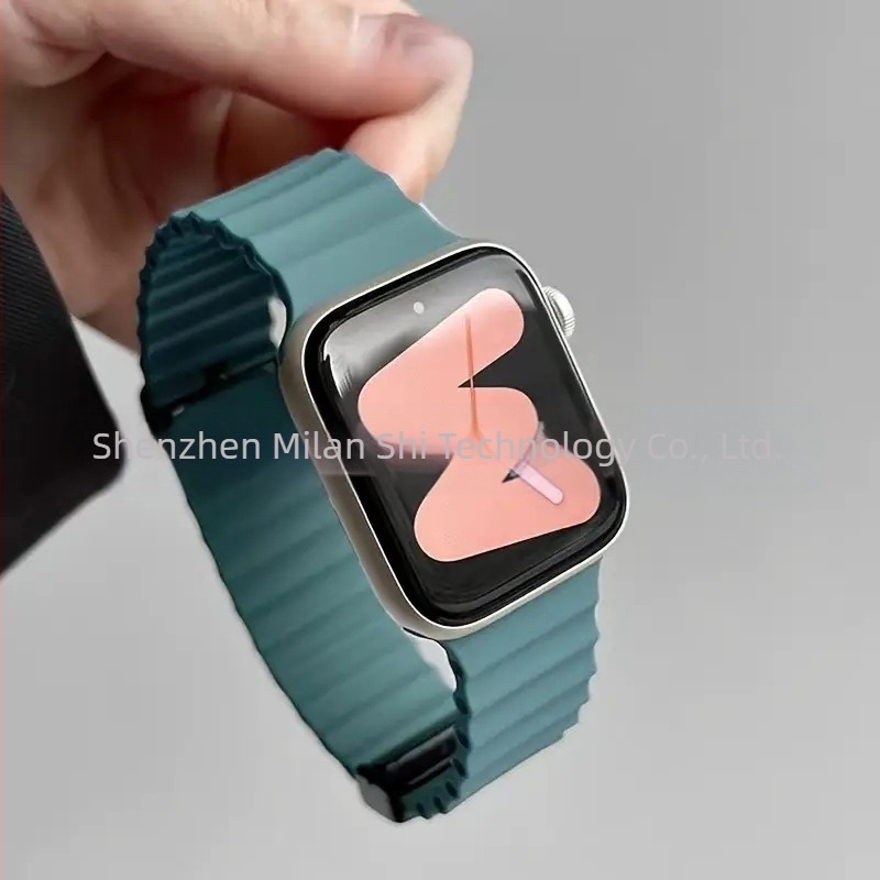 Curea magnetică din silicon S10 pentru Apple iwatch ultra98765432 Generation 49mm, cataramă pliabilă Marine