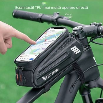 Geantă de bicicletă cu carcasă rigidă, furnizată direct din fabrică, geantă cu grindă frontală, geantă pentru biciclete de munte, geantă cu tub superior cu ecran tactil pentru telefon mobil, geantă pentru șa, echipament de echitație