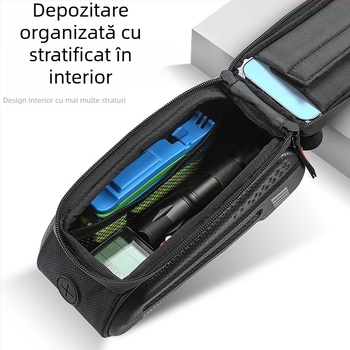Geantă de bicicletă cu carcasă rigidă, furnizată direct din fabrică, geantă cu grindă frontală, geantă pentru biciclete de munte, geantă cu tub superior cu ecran tactil pentru telefon mobil, geantă pentru șa, echipament de echitație