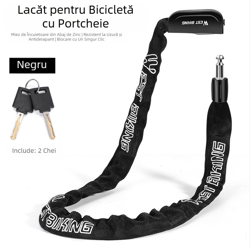 WEST BIKING lacăt pentru bicicletă, lacăt antifurt cu cheie, lacăt pentru bicicletă de munte, lacăt cu lanț pentru mașină electrică, lacăt cu lanț pentru baterie, lacăt pentru mașină