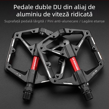 Pedale pentru bicicletă, bicicletă de șosea, dublu DU, din aliaj de aluminiu, antiderapante pentru exterior, cu lățire, pentru bicicletă de munte, bicicletă de șosea
