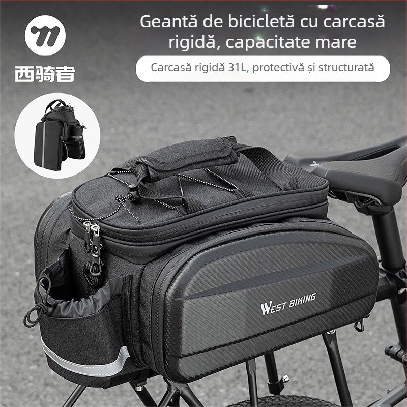 Rucsac de bicicletă West Rider, cu carcasă rigidă, capacitate mare, pentru depozitarea echipamentelor de călătorie pentru biciclete de munte