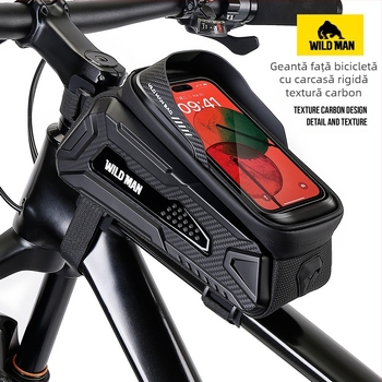 Geantă de șa față pentru bicicletă de munte WILD MAN, cu carcasă rigidă, cu tub superior, pentru telefon mobil, ecran tactil, geantă de șa față pentru mașină, geantă pentru echipament de echitație
