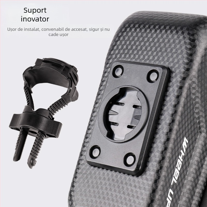 geantă de bicicletă Wheelup Crossborder EVA cu carcasă rigidă, geantă pentru bara frontală, geantă pentru telefon mobil rezistentă la ploaie, geantă de șa cu ecran tactil, tub superior