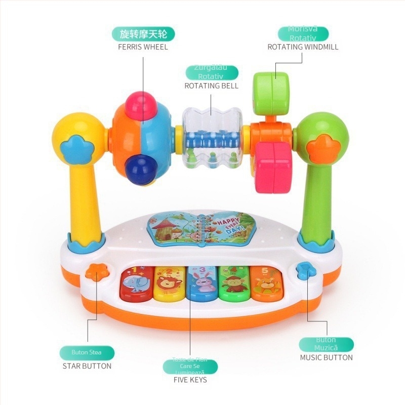 Jucării pentru copii Amazon transfrontaliere, pentru învățarea timpurie a copilăriei, pian, iluminare, muzică ușoară, pian din palme, tambur, pentru copii