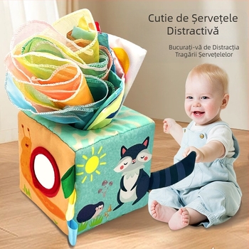 Simulare transfrontalieră pentru copii, cutie de șervețele cu aspirație, jucărie de desen din hârtie fără lacrimi pentru copii, jucărie de pânză pentru educație timpurie, pentru copii de 1-3 ani