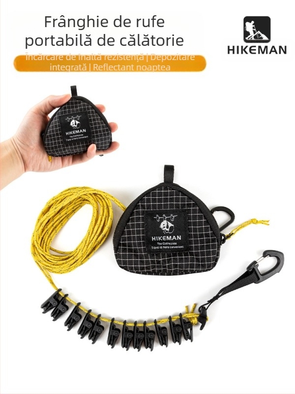 Frânghie de rufe în aer liber, Camping, depozitare portabilă, frânghie agățată cu cleme, călătorie Hotel, fără burghiu, rezistentă la vânt, frânghie de uscare