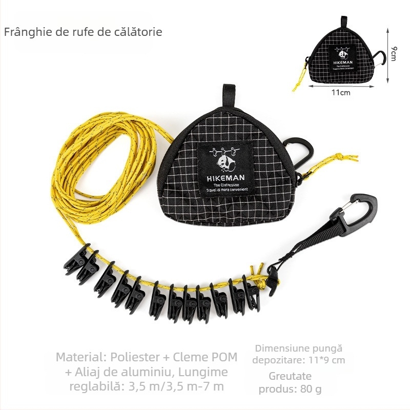 Frânghie de rufe în aer liber, Camping, depozitare portabilă, frânghie agățată cu cleme, călătorie Hotel, fără burghiu, rezistentă la vânt, frânghie de uscare