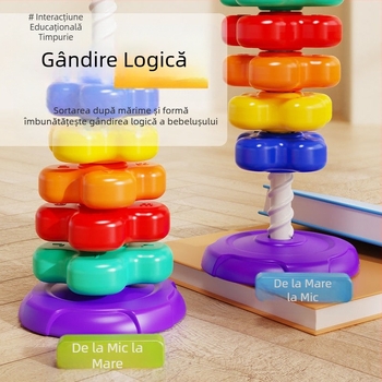 Jucării educaționale pentru bebeluși de 0-3 ani, pentru educație timpurie, curcubeu, spinner Jenga, colorat, pentru sugari, pentru copii