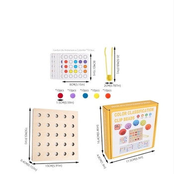 Montessori Color Potrivirea Clipului Mărgele Iluminare SIDA Predare Grădiniță Digital Cognitiv Fine Motor Training Jucării Din Lemn